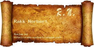 Rakk Norbert névjegykártya